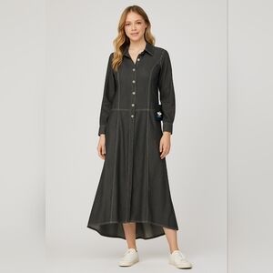 Jeanology Collection Denim Maxi Shirt Dress tagged Sz 16 NWT